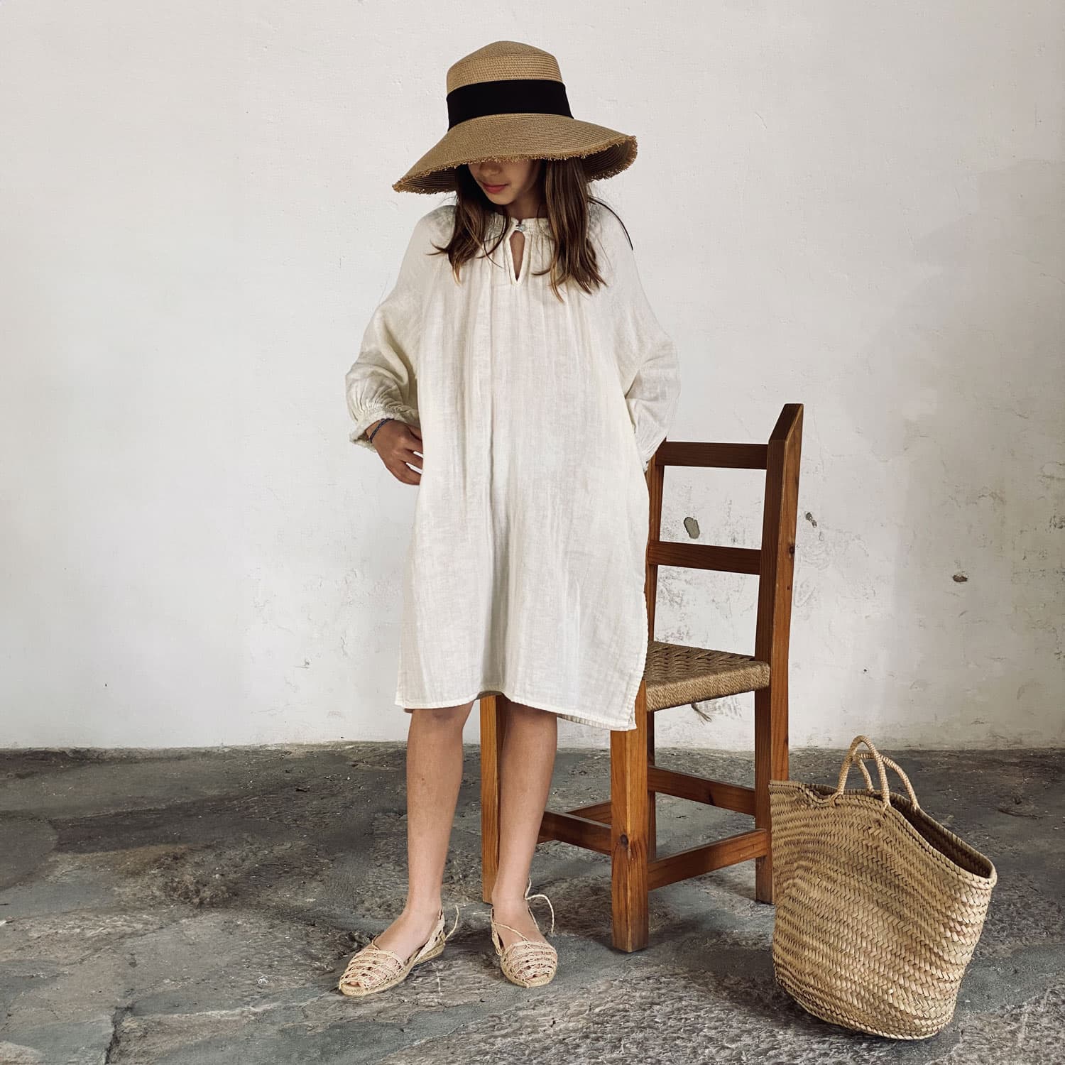 Lina Long Dress - Kids - DS Double Saloo - S000 Natural