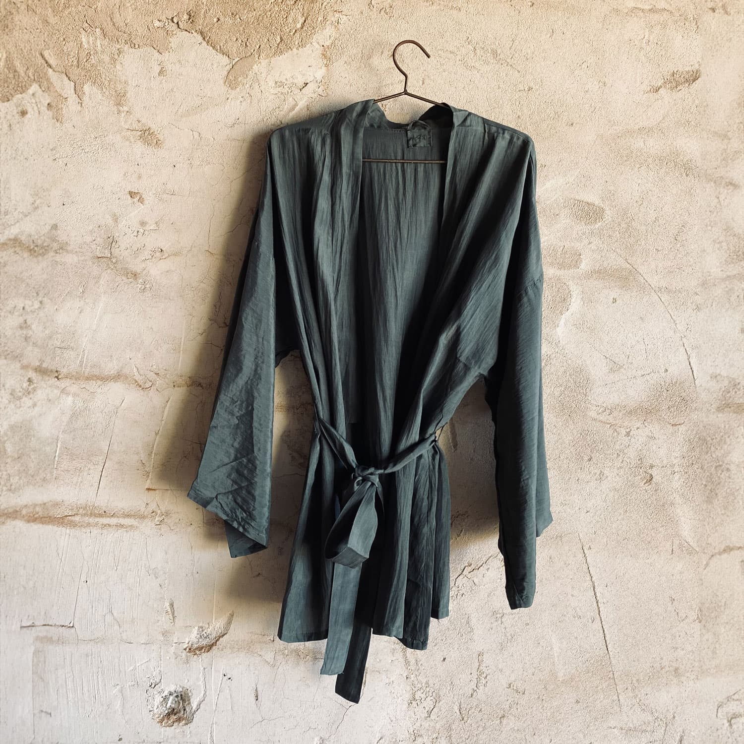 Yoko Kimono - Women - HS Habotai Silk 40 - S021 Dark Green Grey