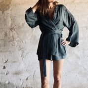 Yoko Kimono - Women - HS Habotai Silk 40 - S021 Dark Green Grey