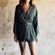 Yoko Kimono - Women - HS Habotai Silk 40 - S021 Dark Green Grey
