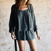 Yoko Kimono - Women - HS Habotai Silk 40 - S021 Dark Green Grey