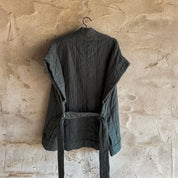 Akira Vest - Women  - OQ Origami Quilt - S021 Dark Grey