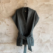 Akira Vest - Women  - OQ Origami Quilt - S021 Dark Grey