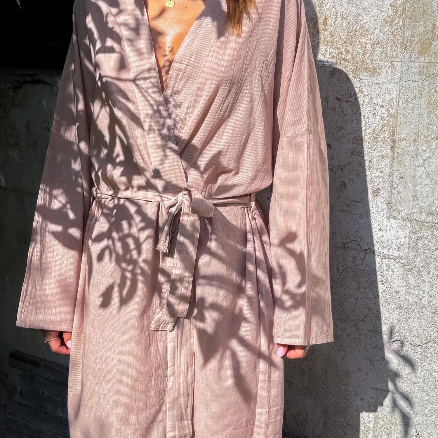 Dobby Long Kimono - Women - CD Cotton Dobby - S007 Dusty Pink