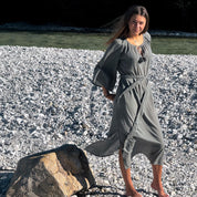 Dobby Midi Dress  - Women - CD Cotton Dobby - S032 Ice Blue