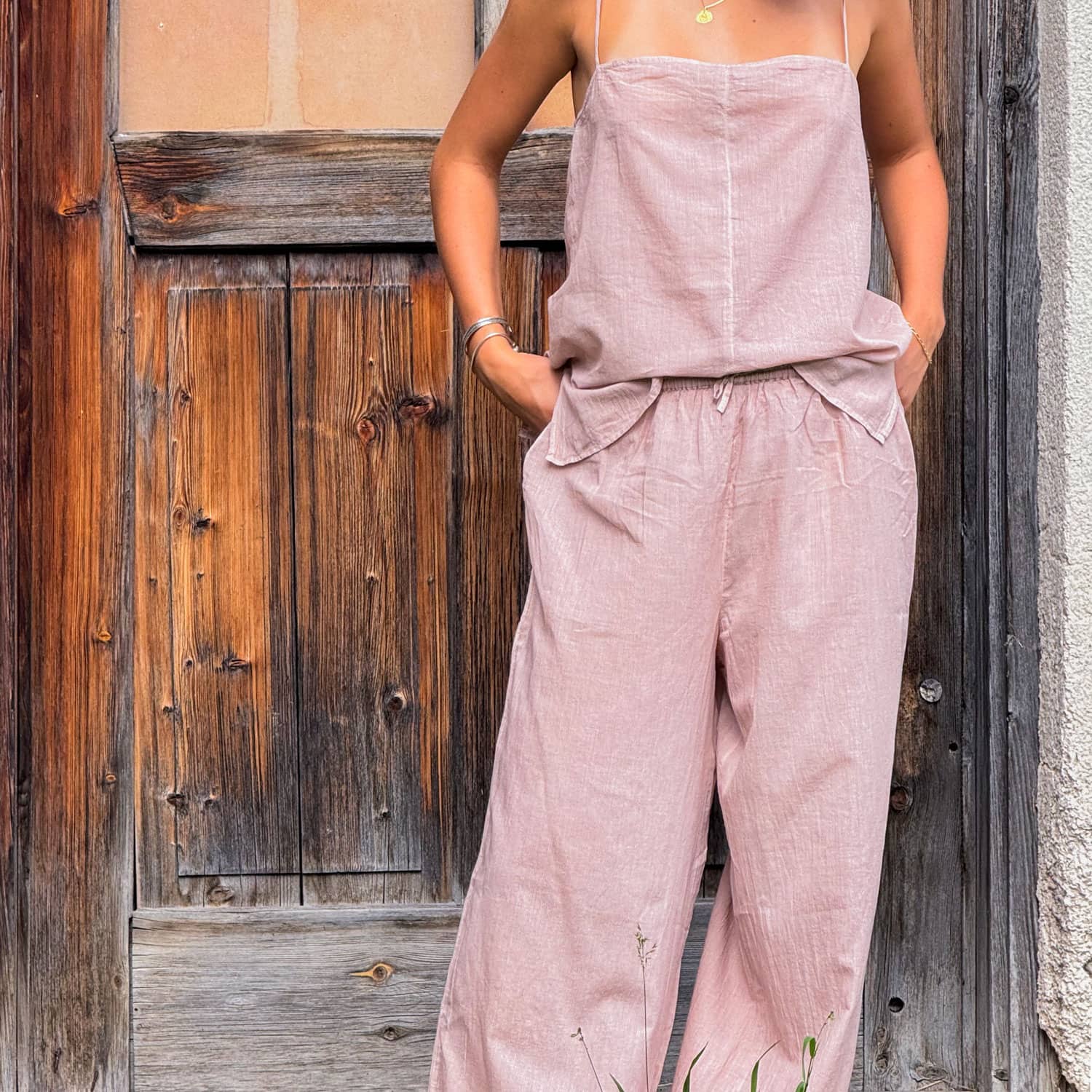 Dobby Pants - Women - CD Cotton Dobby - S007 Dusty Pink