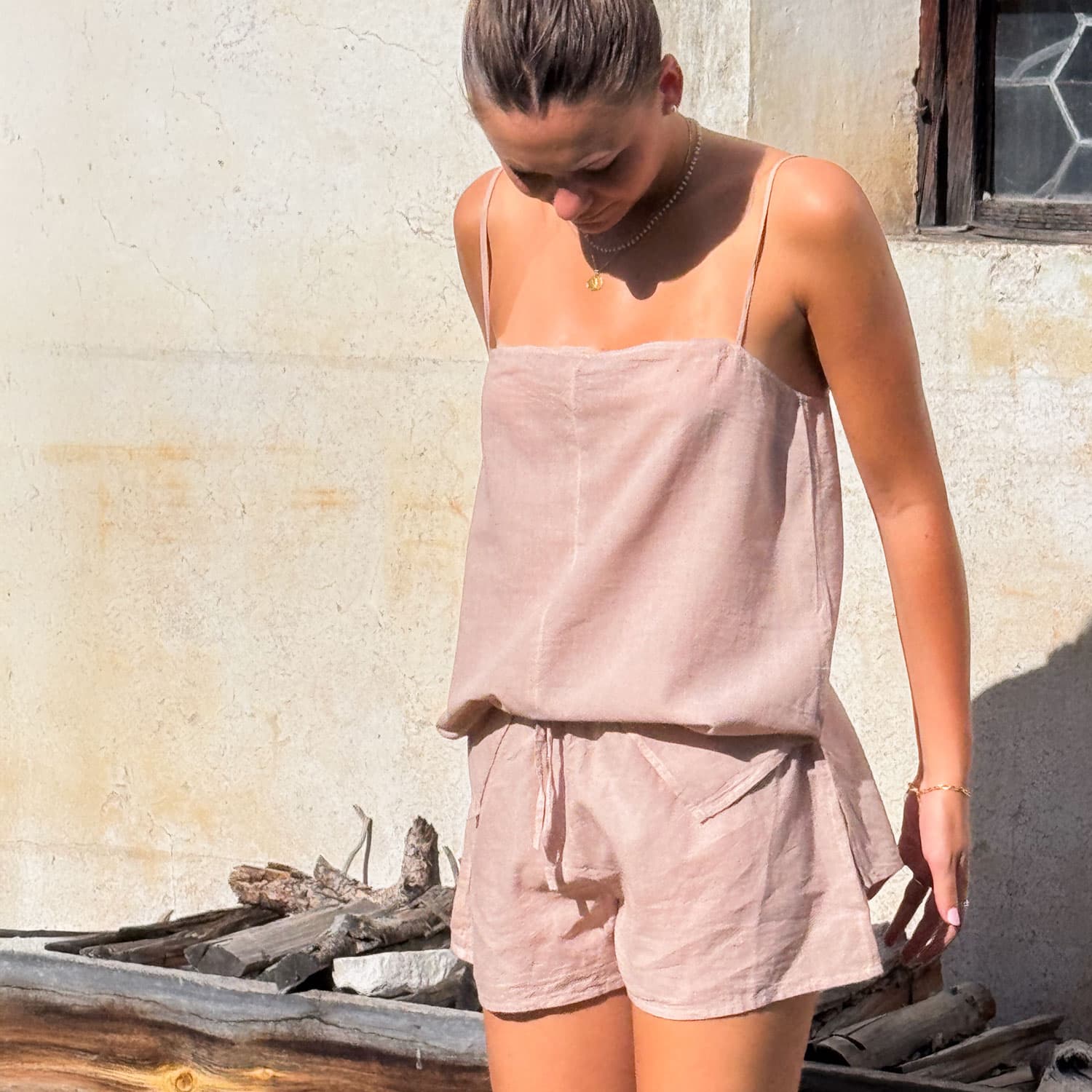 Dobby Tank Top - Women - CD Cotton Dobby - S007 Dusty Pink