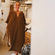 Elisa Dress - Women - CO Cotton Corduroy - S057 Coffee Bronze