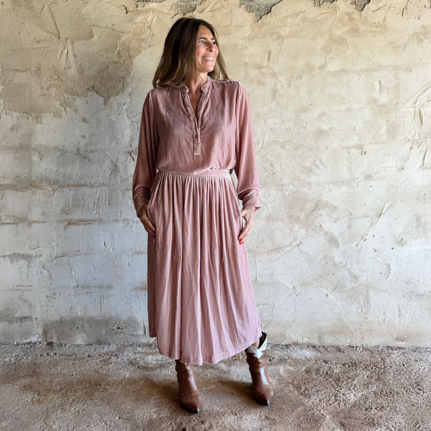 Ella Skirt Women SV Silk Velvet S007 Dusty Pink – n°74 E-Shop