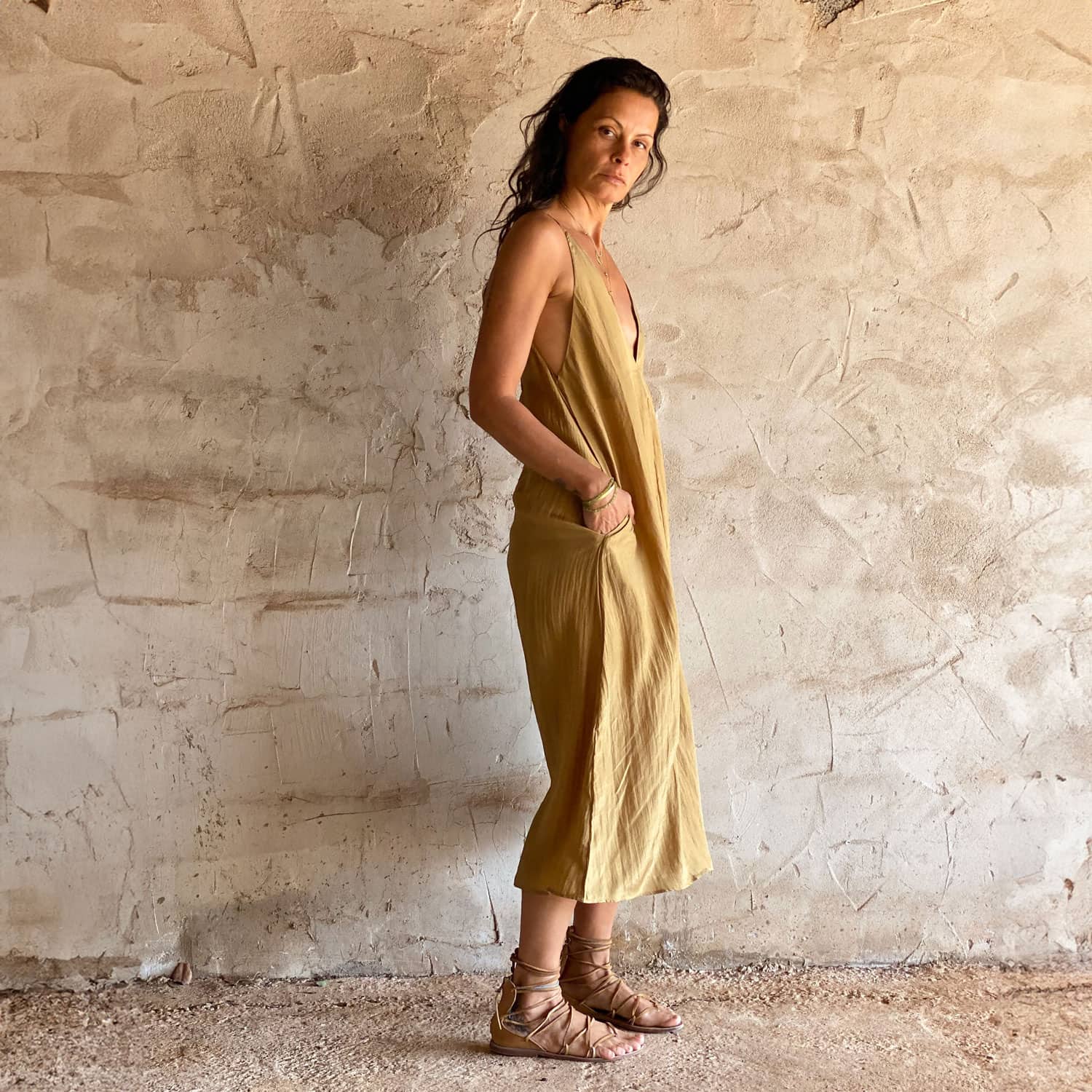 Gisele Dress - Women - HS Habotai Silk 40 - S050 Antique Bronze