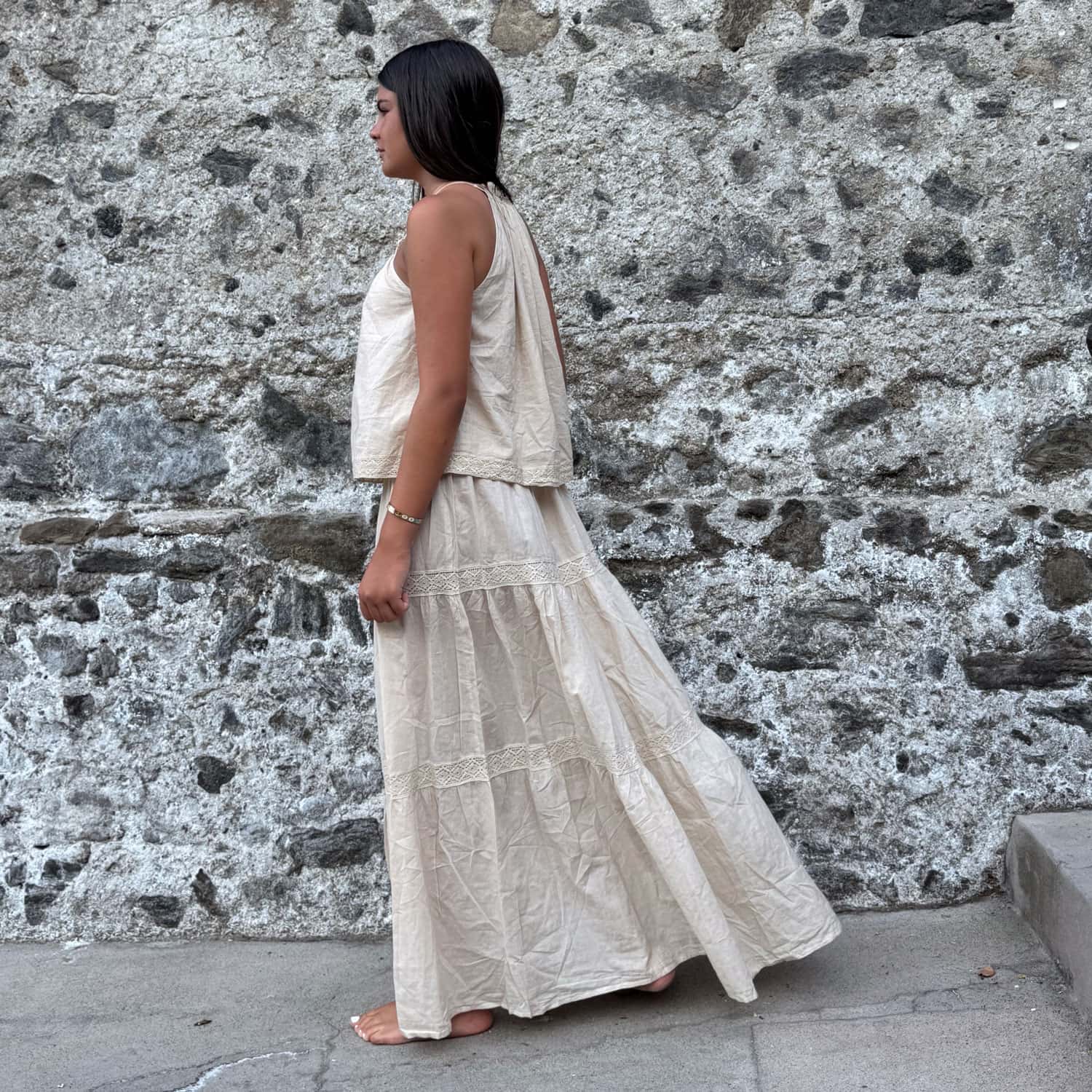 Julieta Long Skirt  - Women - CC Cotton Cambric - S056 Sandy Powder