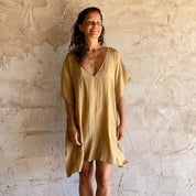 Mellina Short Dress - Women - HS Habotai Silk - S050 Antique Bronze