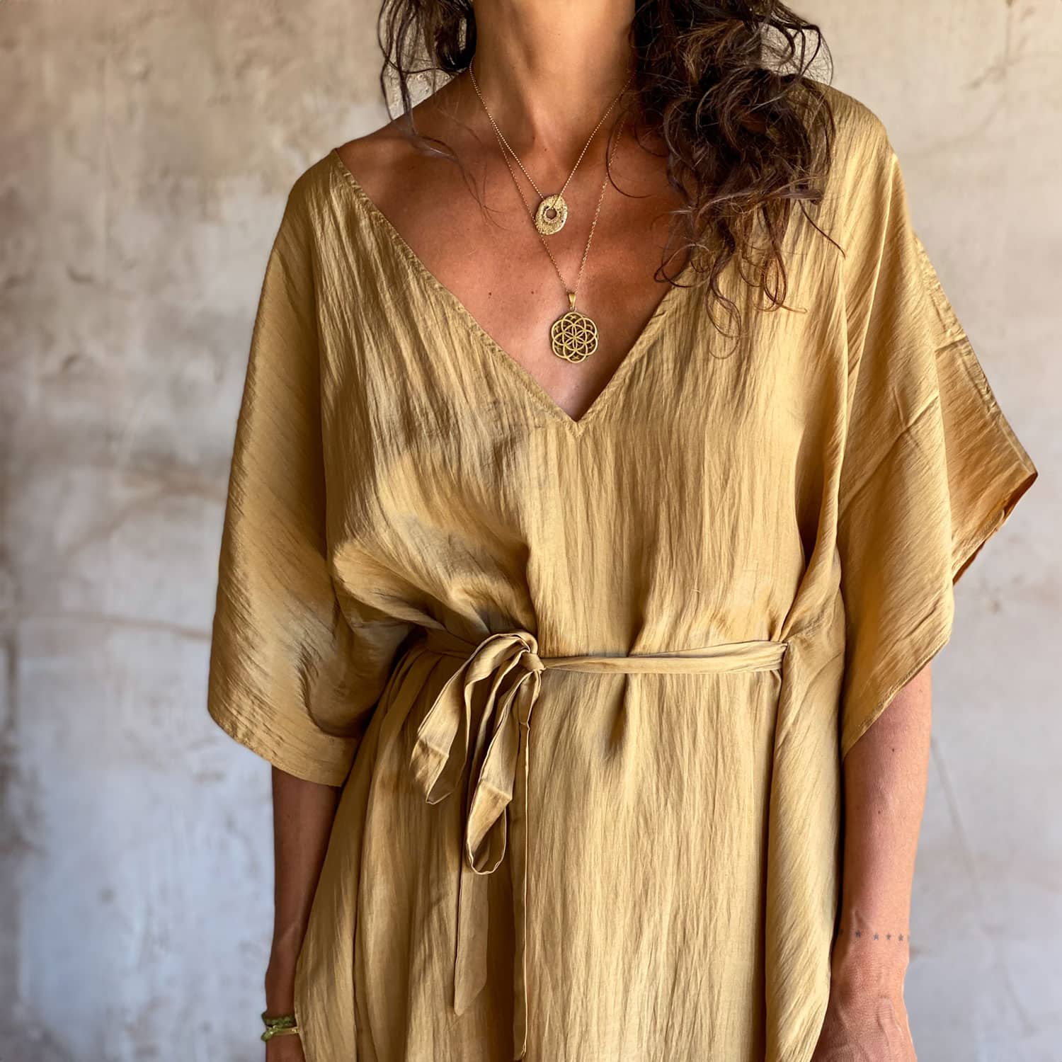 Mellina Short Dress - Women - HS Habotai Silk - S050 Antique Bronze