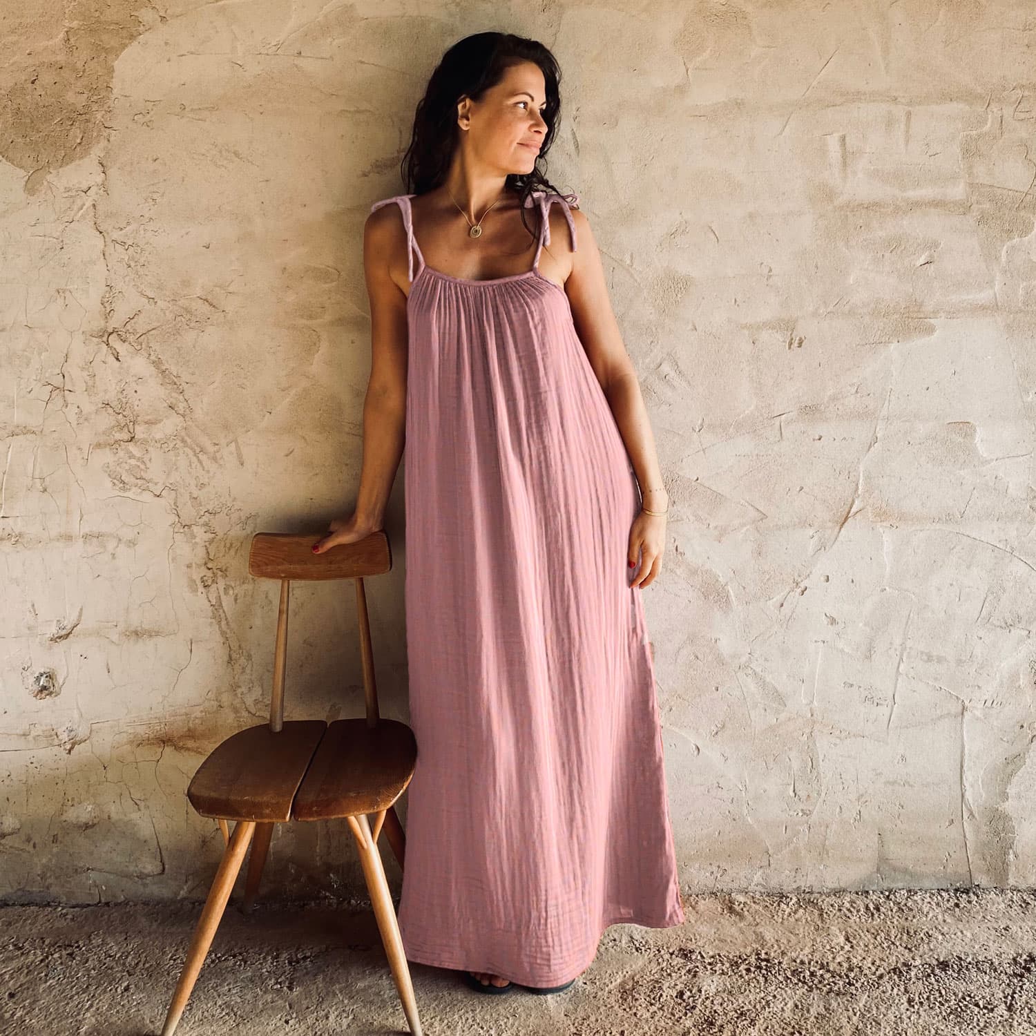 Mia Long Dress  - Women - DS Double Saloo - S007 Dusty Pink