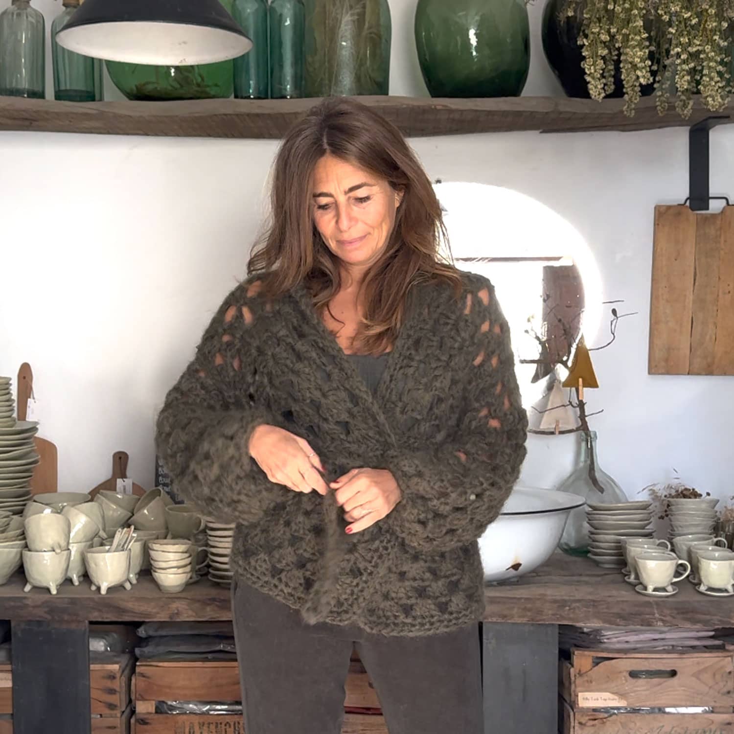 アンサンブル Maron Knit Nashi &amp; Cardigan set kits-blue-sky-fibers-
