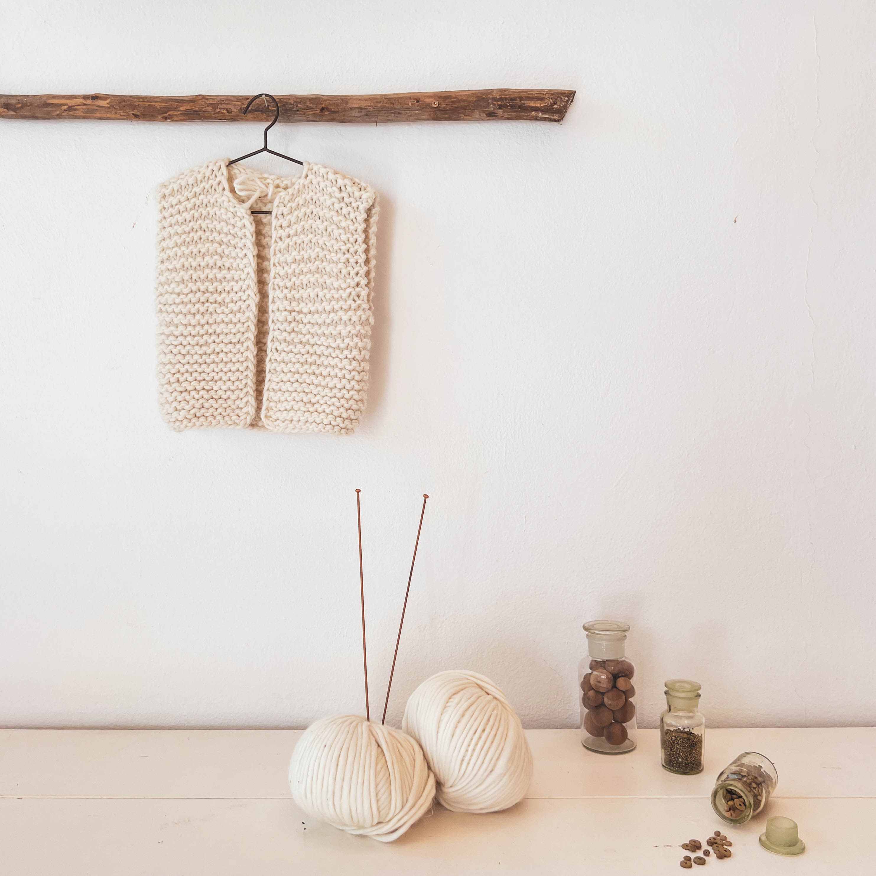 Andrea Gilet - Kids - WA Wool Alpaca - S000 Natural