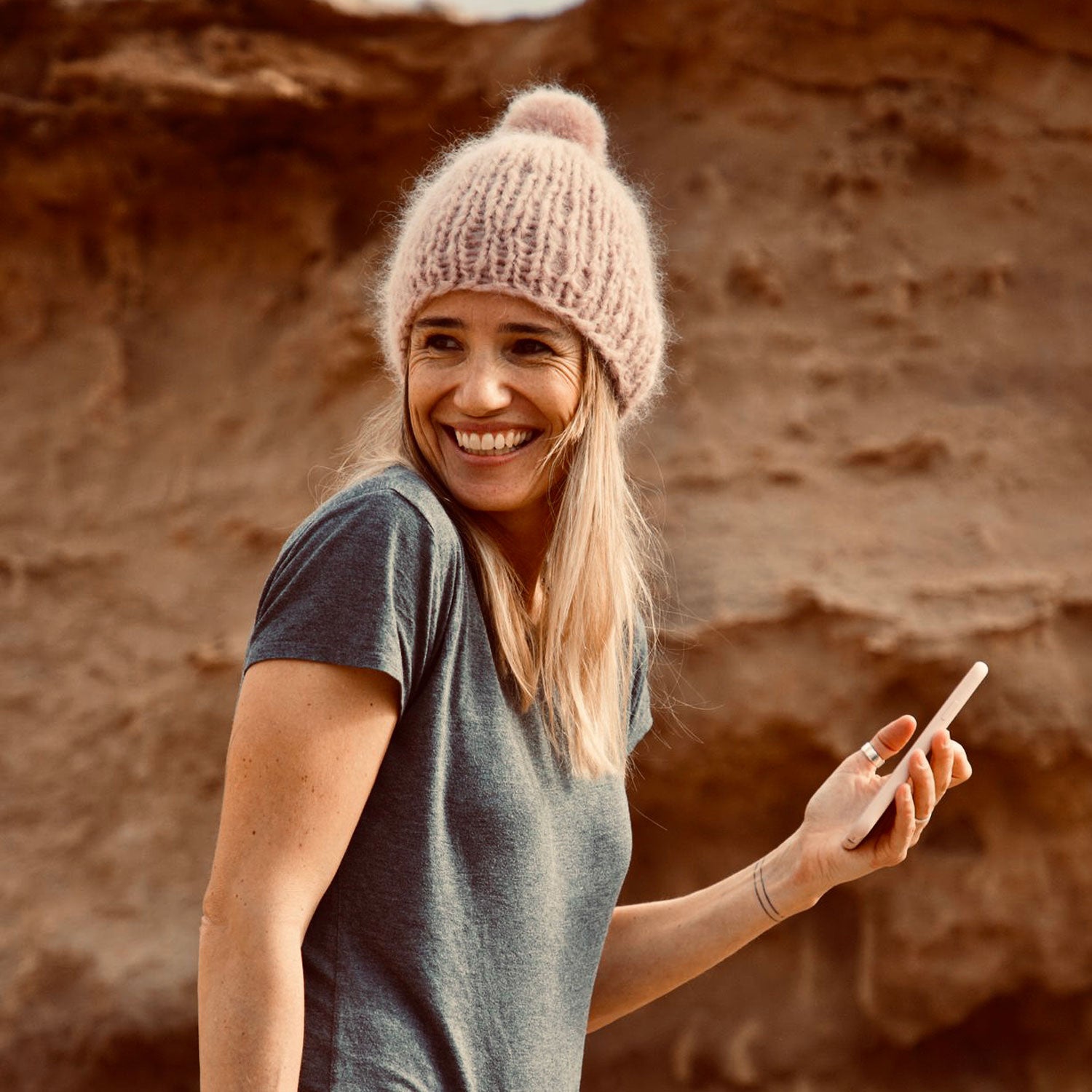 Atelier Pompom Beanie  - Women - MO Mohair - S007 Dusty Pink