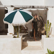 Numero 74 - Outdoor - Ibiza Beach Umbrella - Natural-Teal Blue - D107