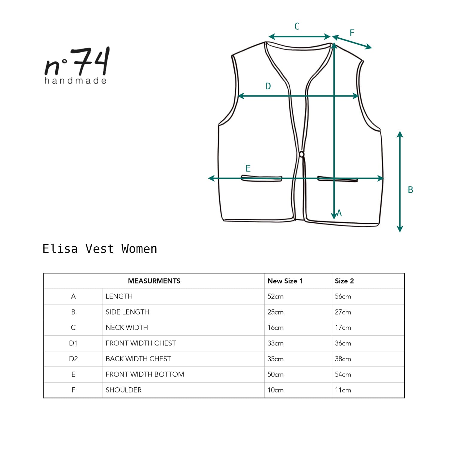 Elisa Vest - Women  - CO Cotton Corduroy - S059 Dark Teal