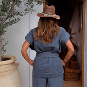 Akira Vest - Women  - OQ Origami Quilt - S055 Aegean Blue