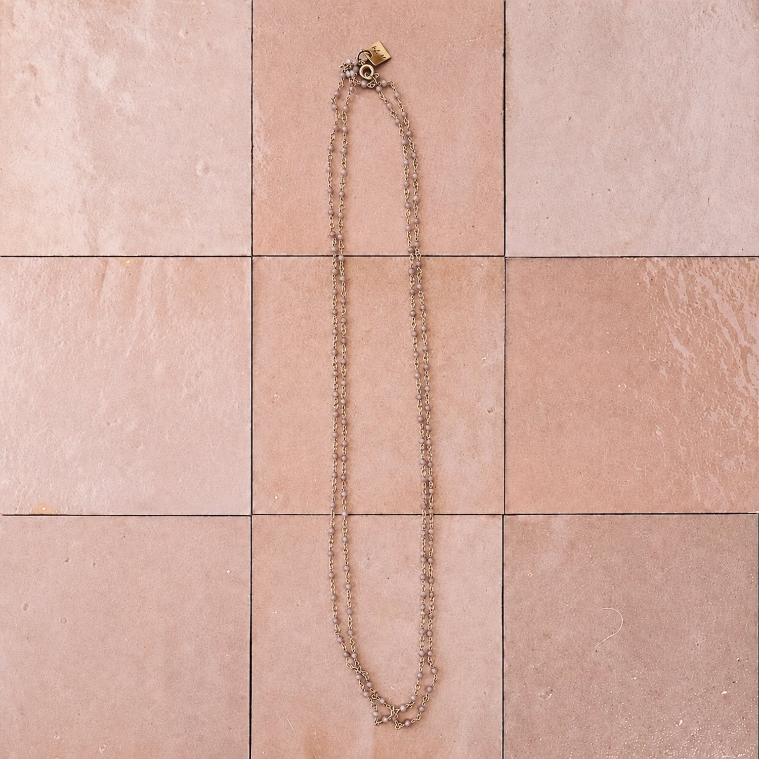 Beads Chain Necklace - Pink Rhodonite