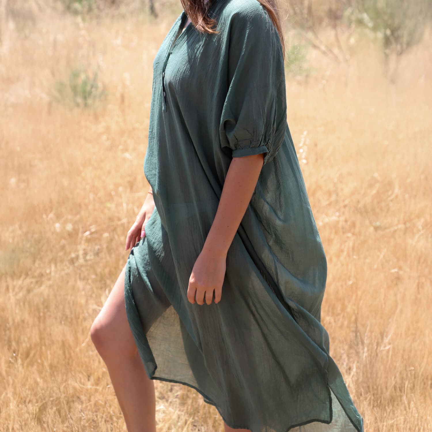 Dina Long Dress - Women - CV Cotton Voile 100 -  S061 Jade Green