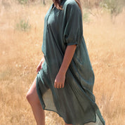 Dina Long Dress - Women - CV Cotton Voile 100 -  S061 Jade Green