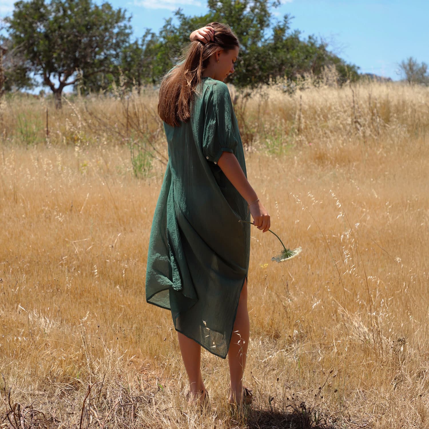 Dina Long Dress - Women - CV Cotton Voile 100 -  S061 Jade Green