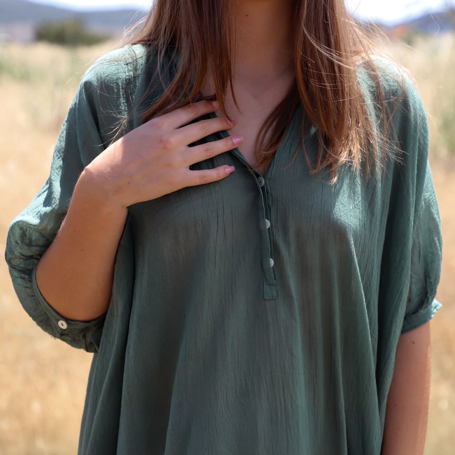 Dina Long Dress - Women - CV Cotton Voile 100 -  S061 Jade Green