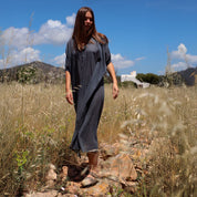 Dina Long Dress - Women - CV Cotton Voile 100 - S055 Aegean Blue