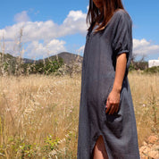 Dina Long Dress - Women - CV Cotton Voile 100 - S055 Aegean Blue