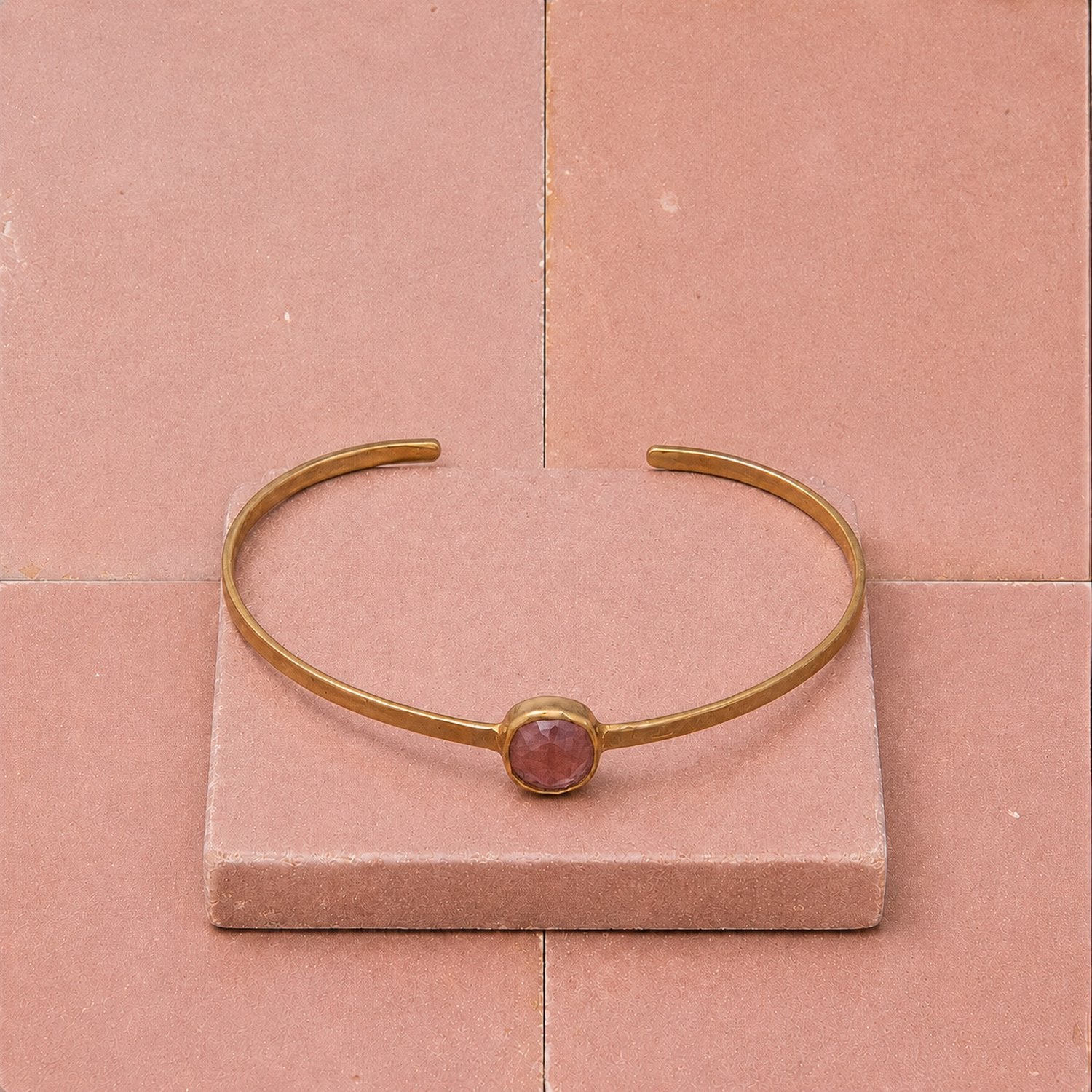Faceted Stone Bracelet - Cherry Quartz