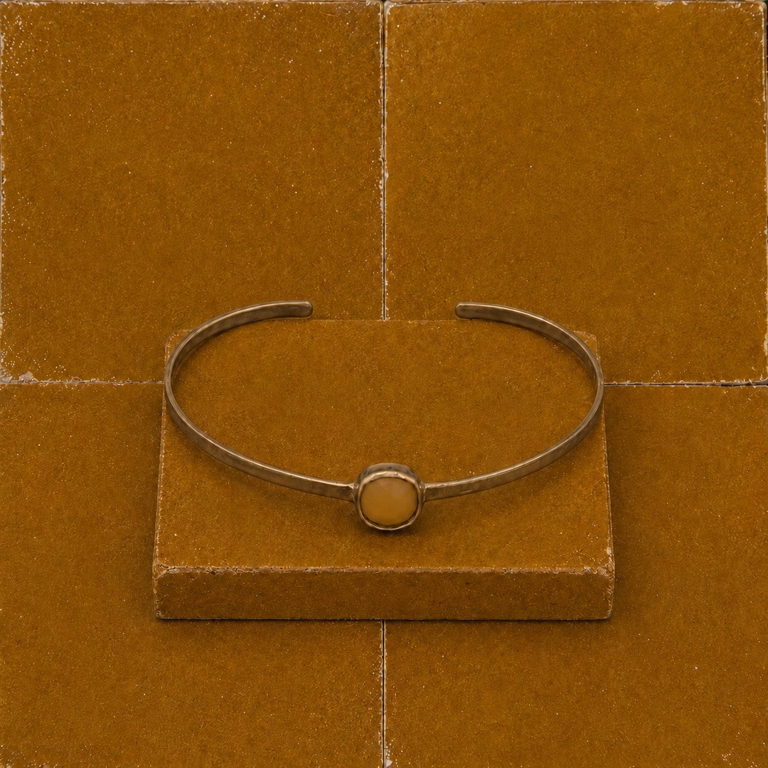 Faceted Stone Bracelet - Golden Jade