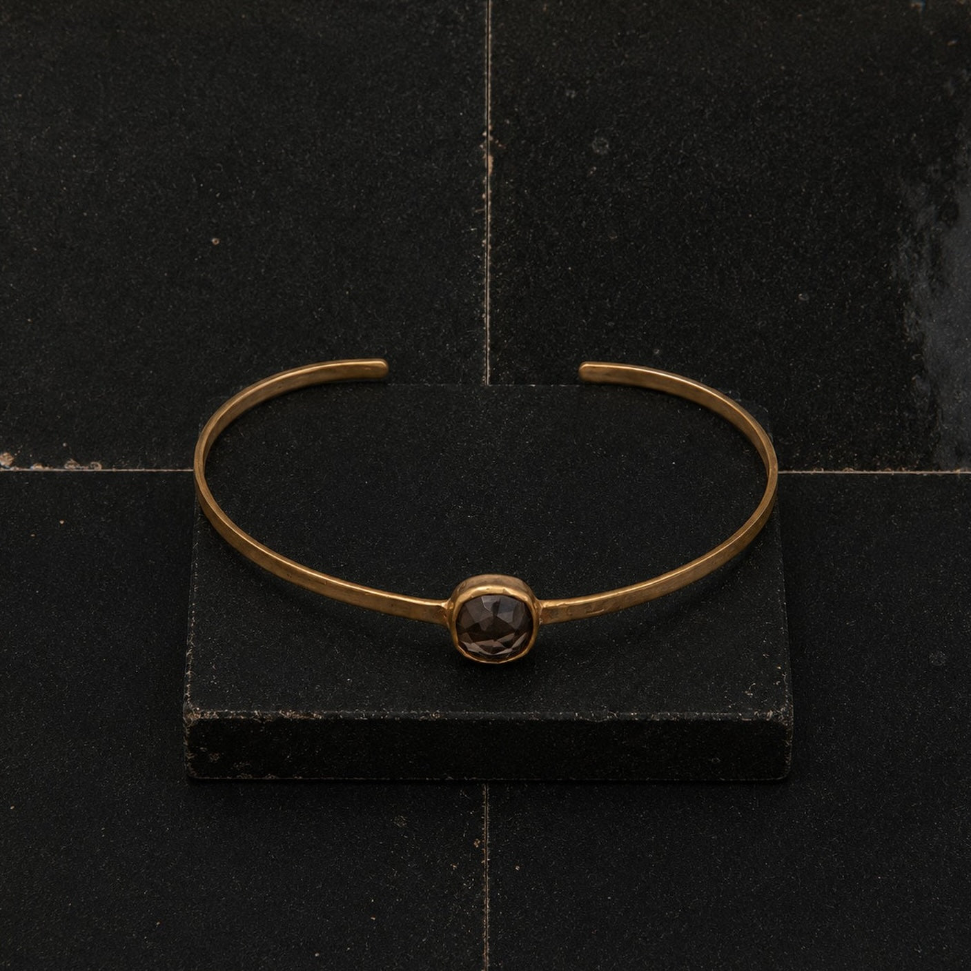 Faceted Stone Bracelet - Smocky Quartz