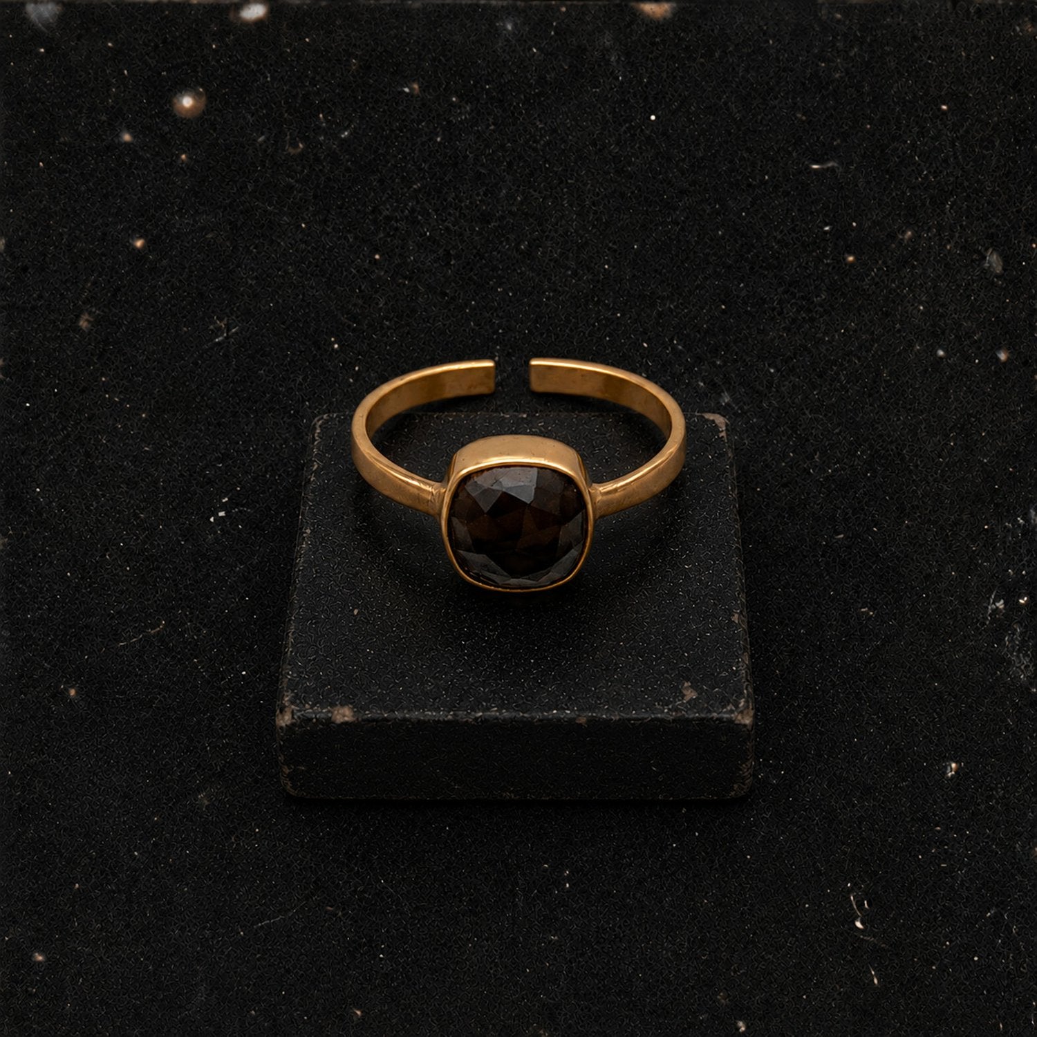 Faceted Stone Ring - Smocky Quartz