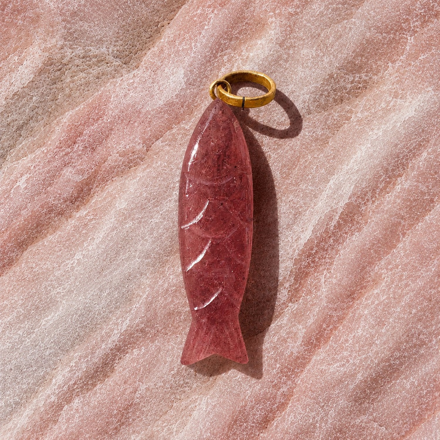 Fish Stone Pendant - Large - Cherry Quartz