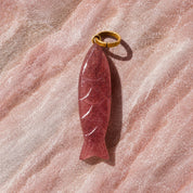 Fish Stone Pendant - Large - Cherry Quartz