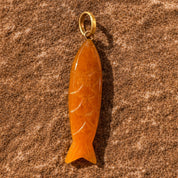 Fish Stone Pendant - Large - Golden Jade