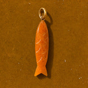 Fish Stone Pendant - Large - Golden Jade
