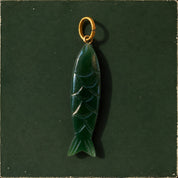 Fish Stone Pendant - Large - Green Aventurine