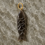 Fish Stone Pendant - Large - Smocky Quartz