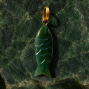 Fish Stone Pendant - Medium - Green Aventurine