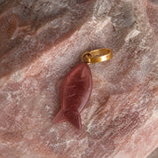 Fish Stone Pendant - Small - Cherry Quartz