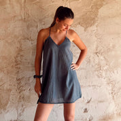 Giulia Short Dress - Women - CV Cotton Voile 90 - S055 Aegean Blue