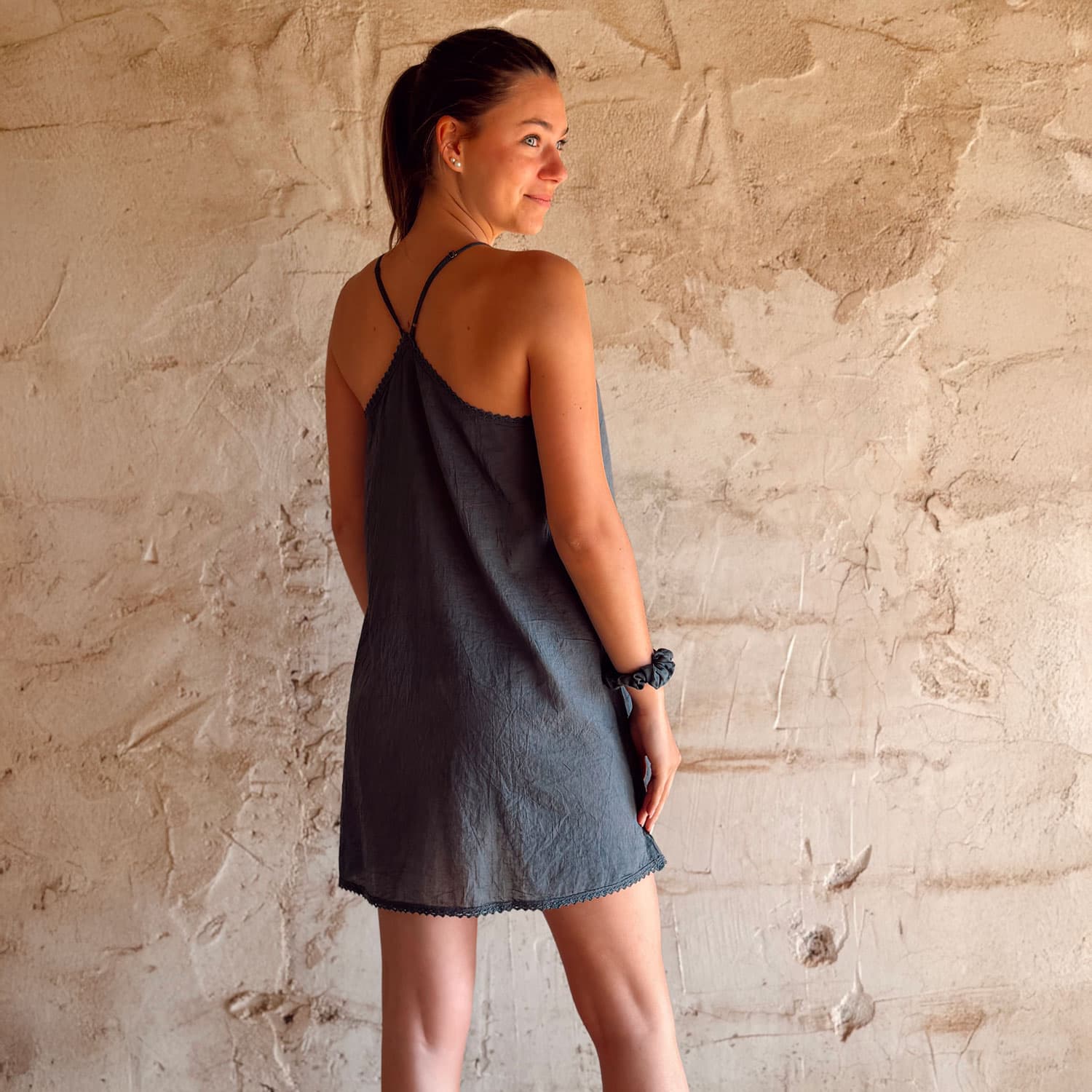 Giulia Short Dress - Women - CV Cotton Voile 90 - S055 Aegean Blue