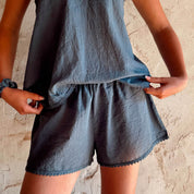 Giulia Short Pants - Women - CV Cotton Voile 90 - S055 Aegean Blue