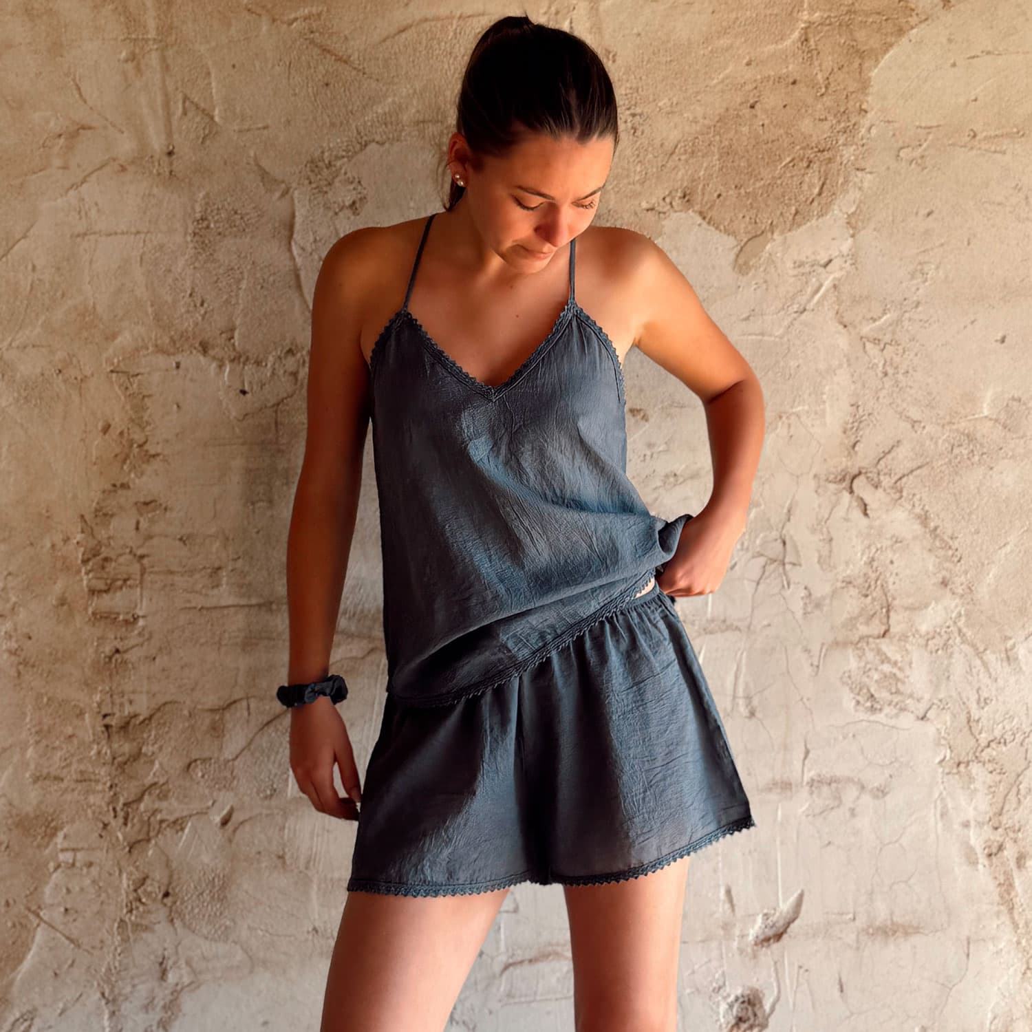 Giulia Short Pants - Women - CV Cotton Voile 90 - S055 Aegean Blue