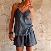 Giulia Short Pants - Women - CV Cotton Voile 90 - S055 Aegean Blue