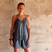 Giulia Tank Top - Women - CV Cotton Voile 90 - S055 Aegean Blue