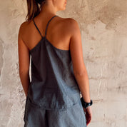 Giulia Tank Top - Women - CV Cotton Voile 90 - S055 Aegean Blue